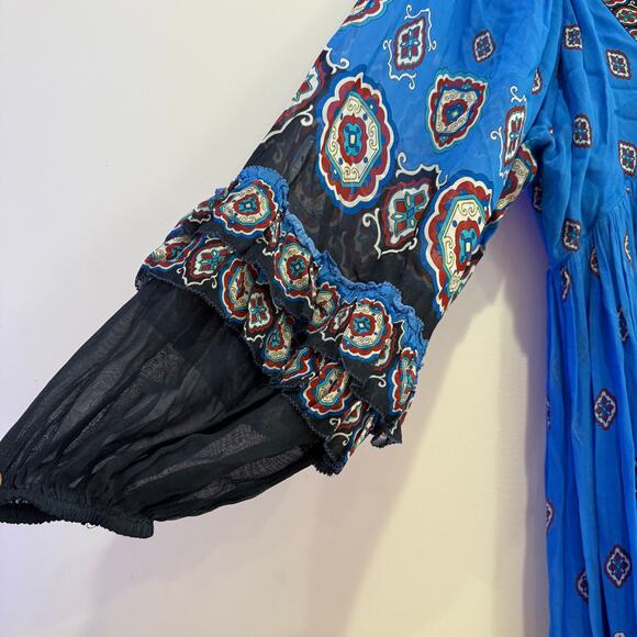 New NWT Farm Rio Ainka Tiles Plunging Neck Dress Maxi Dress Size S - Picture 6 of 10